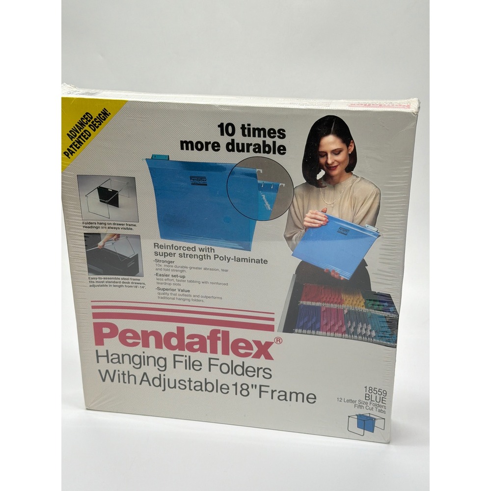 Pendaflex Hanging File Folders‎ 12 Count Blue Letter Size Adjustable  18559
